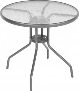 Saska Garden Zestaw mebli ogrodowych okrągły stół 4 krzesła i parasol ciemny szary 10