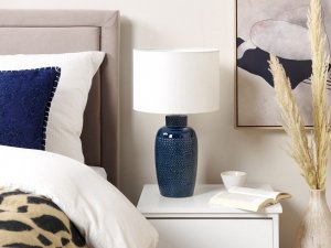 Lampa stołowa Beliani Lampa stołowa ceramiczna niebieska PERLIS 3
