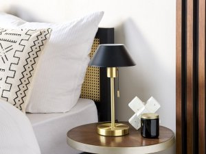 Lampa stołowa Beliani Lampa stołowa metalowa złota z czarnym CAPARO 3