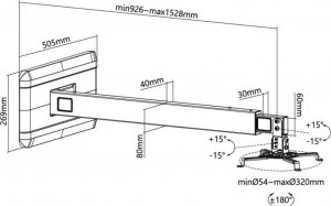 Uchwyt do projektorów Techly Ramię do projektora Krótkoogniskowego 926-1528mm ścienne 8