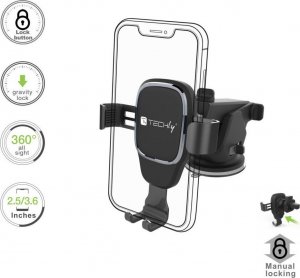 Techly Uchwyt samochodowy Techly grawitacyjny do telefonu, kratka / deska 7