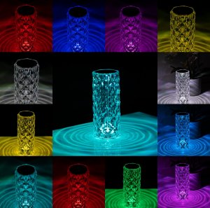 Lampa stołowa Smart Hardware KRYSZTAŁOWA LAMPA ŚWIECĄCA LED 16