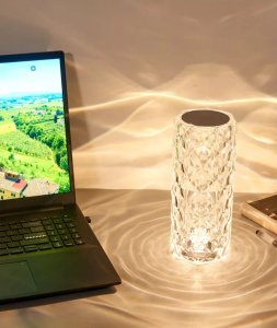 Lampa stołowa Smart Hardware KRYSZTAŁOWA LAMPA ŚWIECĄCA LED 6