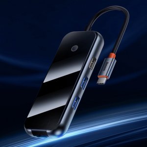 HUB USB Baseus Adapter 4w1 Baseus Hub USB-C na 4xUSB 3.0 (ciemny szary) 5
