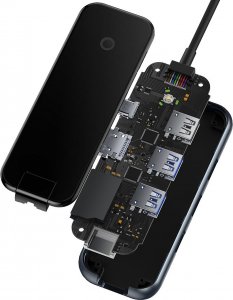 HUB USB Baseus Adapter 8w1 Baseus Hub USB-C na HDMI + 2xUSB + PD + SD/TF + RJ45 (ciemny szary) 18
