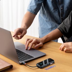 HUB USB Baseus Adapter 8w1 Baseus Hub USB-C na HDMI + 2xUSB + PD + SD/TF + RJ45 (ciemny szary) 6