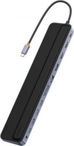 HUB USB Baseus Hub 12w1 Baseus EliteJoy Gen2 series USB-C do 2xHDMI+ 3xUSB 3.0+ PD+ DP+ SD/TF+ RJ45+Type-C+ 3.5mm (ciemny szary) 1