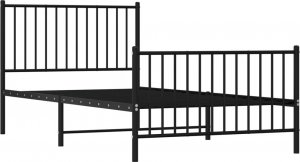 vidaXL vidaXL Metalowa rama łóżka z wezgłowiem i zanóżkiem, czarna, 100x200cm 4