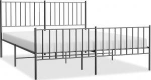vidaXL vidaXL Metalowa rama łóżka z wezgłowiem i zanóżkiem, czarna, 140x200cm 2