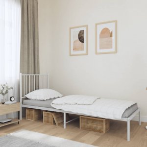 vidaXL vidaXL Metalowa rama łóżka z wezgłowiem, biała, 80x200 cm 1