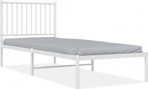vidaXL vidaXL Metalowa rama łóżka z wezgłowiem, biała, 80x200 cm 2