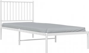 vidaXL vidaXL Metalowa rama łóżka z wezgłowiem, biała, 80x200 cm 3