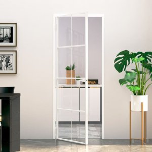 vidaXL vidaXL Drzwi wewnętrzne, białe, 76x201,5 cm, szkło i aluminium 1