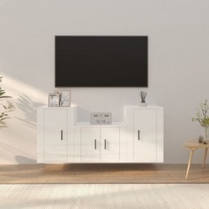 vidaXL vidaXL 3-częściowy zestaw szafek telewizyjnych, biały z połyskiem 1
