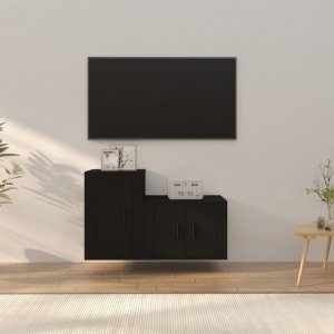 vidaXL vidaXL Zestaw 2 szafek TV, czarny, materiał drewnopochodny 1