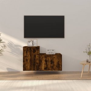 vidaXL vidaXL Zestaw 2 szafek TV, przydymiony dąb, materiał drewnopochodny 1