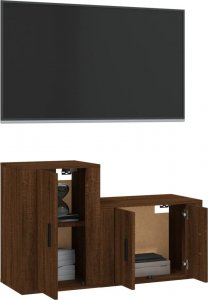 vidaXL vidaXL Zestaw 2 szafek pod TV, brązowy dąb, materiał drewnopochodny 3