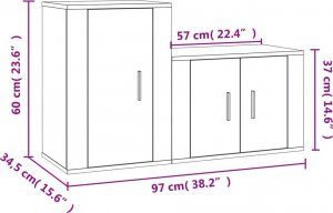 vidaXL vidaXL Zestaw 2 szafek pod TV, brązowy dąb, materiał drewnopochodny 10