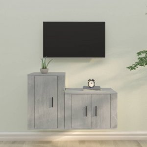 vidaXL vidaXL Zestaw 2 szafek TV, szarość betonu, materiał drewnopochodny 1