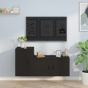 vidaXL vidaXL Zestaw 2 szafek TV, czarny, materiał drewnopochodny 1