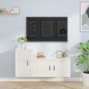 vidaXL vidaXL Zestaw 2 szafek TV, biały, połysk, materiał drewnopochodny 1