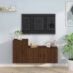 vidaXL vidaXL Zestaw 2 szafek pod TV, brązowy dąb, materiał drewnopochodny 1