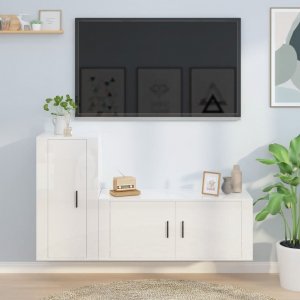 vidaXL vidaXL Zestaw 2 szafek TV, biały, połysk, materiał drewnopochodny 1