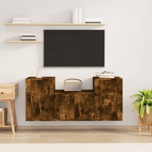 vidaXL vidaXL Zestaw 3 szafek TV, przydymiony dąb, materiał drewnopochodny 1