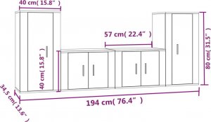 vidaXL vidaXL Zestaw 4 szafek telewizyjnych, biały 7