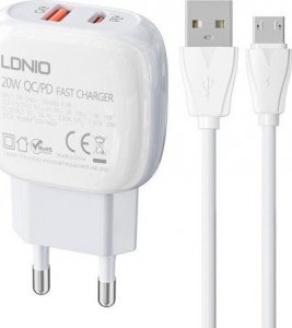 Ładowarka LDNIO Ładowarka sieciowa LDNIO A2313C USB, USB-C 20W + kabel MicroUSB 1