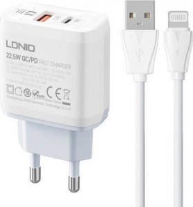 Ładowarka LDNIO Ładowarka sieciowa LDNIO A2421C USB, USB-C 22.5W + kabel Lightning 1
