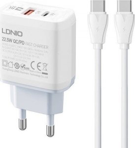 Ładowarka LDNIO Ładowarka sieciowa LDNIO A2421C USB, USB-C 22.5W + kabel USB-C - USB-C 1