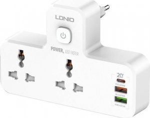 Listwa zasilająca LDNIO Listwa zasilająca LDNIO SC2311 z 2 gniazdami AC, 2USB, USB-C, 2500W z lampką nocną (biała) 1