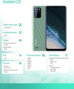 Smartfon Oukitel C25 4/64GB Zielony  (C25-GN/4/64OL) 5