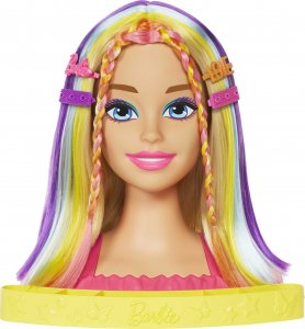 Lalka Barbie Mattel Głowa do stylizacji Neonowa tęcza Blond włosy HMD78 1