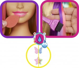 Lalka Barbie Mattel Głowa do stylizacji Neonowa tęcza Blond włosy HMD78 4