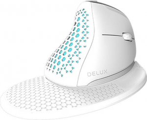 Mysz Delux Bezprzewodowa mysz pionowa Delux M618XSD BT+2.4G RGB (biała) 1