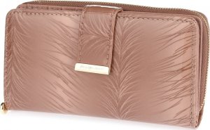 Jennifer Jones Beżowy skórzany portfel damski lakierowany duży poziomy elegancki Jennifer Jones E72 1