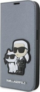 Karl Lagerfeld Etui Karl Lagerfeld KLBKP14LSANKCPG Apple iPhone 14 Pro bookcase srebrny/silver Saffiano Karl & Choupette 1