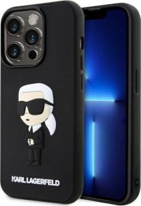 Karl Lagerfeld Etui Karl Lagerfeld KLHCP14L3DRKINK Apple iPhone 14 Pro czarny/black hardcase Rubber Ikonik 3D 1