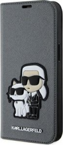 Karl Lagerfeld Etui Karl Lagerfeld KLBKP14SSANKCPG Apple iPhone 14 bookcase srebrny/silver Saffiano Karl & Choupette 1