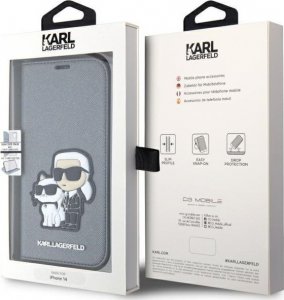 Karl Lagerfeld Etui KLBKP14SSANKCPG Apple iPhone 14 bookcase srebrny/silver Saffiano Karl & Choupette 7