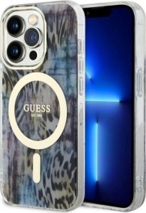 Guess Etui Guess GUHMP14LHLEOPWB Apple iPhone 14 Pro niebieski/blue hardcase Leopard MagSafe 1