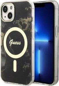 Guess Etui na telefon Guess GUHMP14MHTMRSK do Apple iPhone 14 Plus 6.7" czarny/black hardcase Golden Marble MagSafe 1