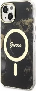 Guess Etui na telefon Guess GUHMP14MHTMRSK do Apple iPhone 14 Plus 6.7" czarny/black hardcase Golden Marble MagSafe 2