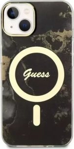 Guess Etui na telefon Guess GUHMP14MHTMRSK do Apple iPhone 14 Plus 6.7" czarny/black hardcase Golden Marble MagSafe 3