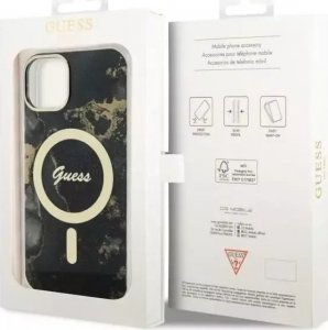 Guess Etui na telefon Guess GUHMP14MHTMRSK do Apple iPhone 14 Plus 6.7" czarny/black hardcase Golden Marble MagSafe 8
