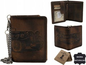 Pionowy portfel męski ze skóry nubukowej z tłoczonym motywem i łańcuchem 3