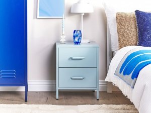 Beliani Szafka nocna metalowa jasnoniebieska MALAVI 2