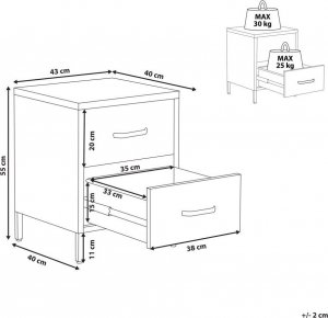 Beliani Szafka nocna metalowa jasnoniebieska MALAVI 9